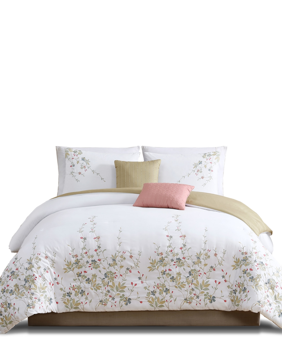 Hallmart Collectibles Jansy Embroidered 5-pc. Comforter Sets In White