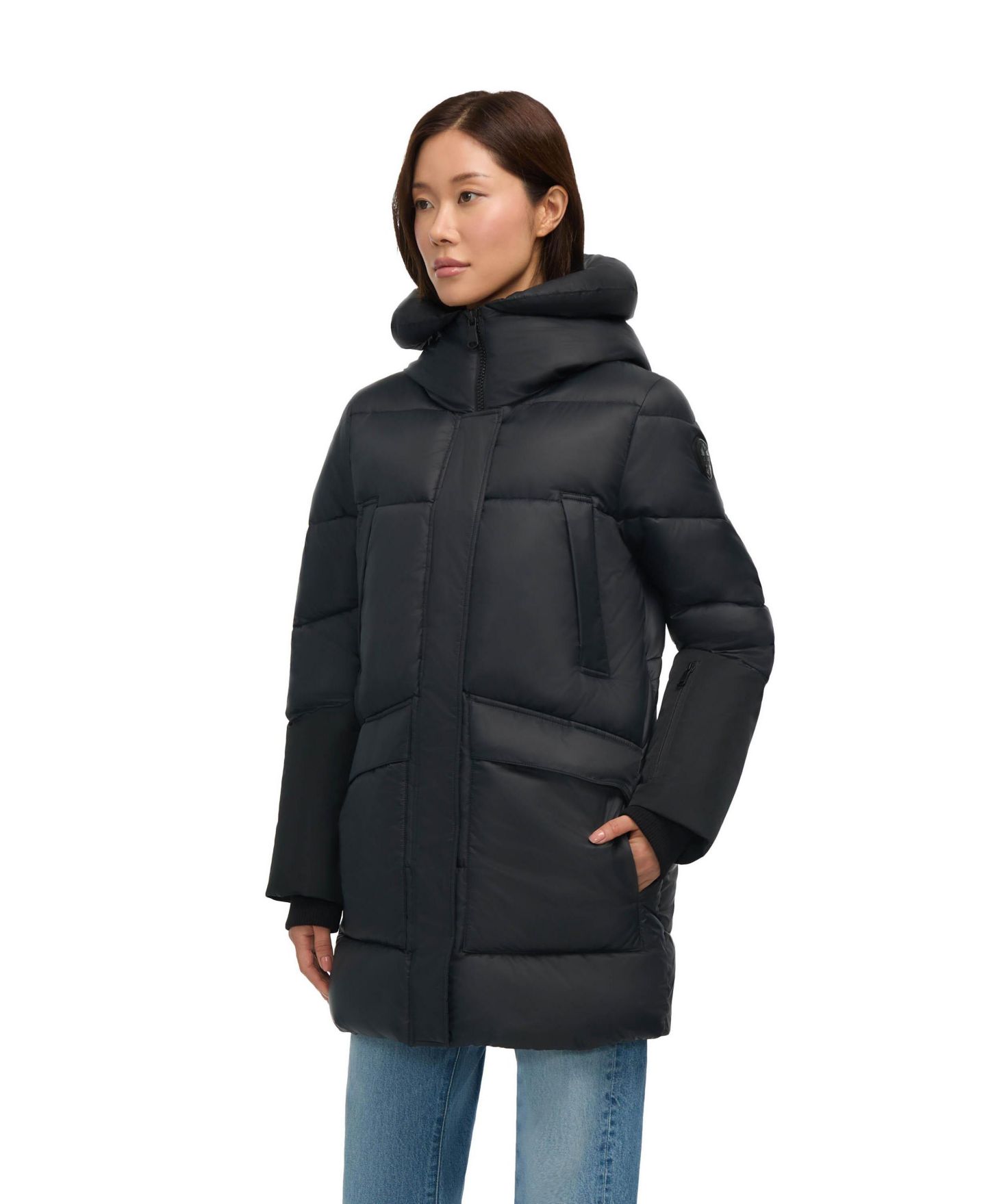 Женская куртка PAJAR Heirani Mid-Length Quilted Parka Puffer with Oversized Hood, цвет: Чёрный — фото 2