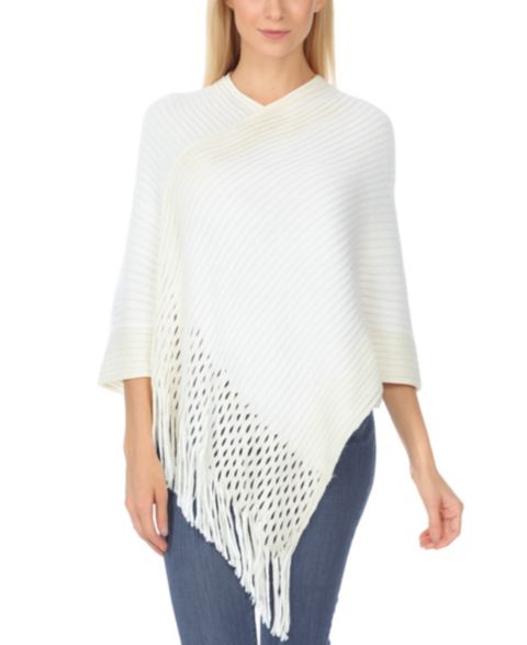 Женский свитер White Mark Cable Knit Poncho, цвет: Белый