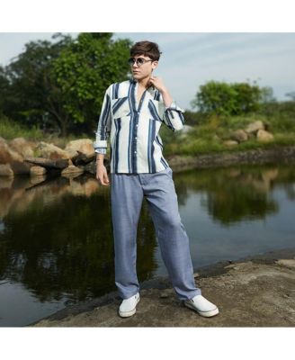 Men's Shadow-Striped Oversized Shirt