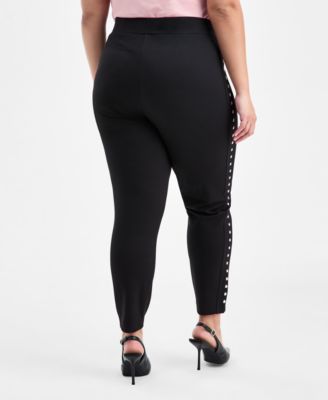 Trendy Plus Size Studded Pull-On Bodycon Leggings