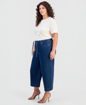 Plus Size High Rise Cropped Wide-Leg Jeans