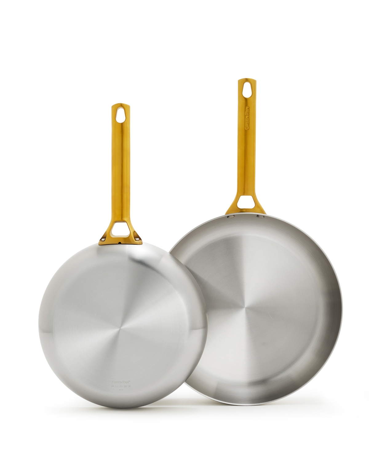 Greenpan Reserve Set Of 2 Stainless Steel Frying Pans In Silver