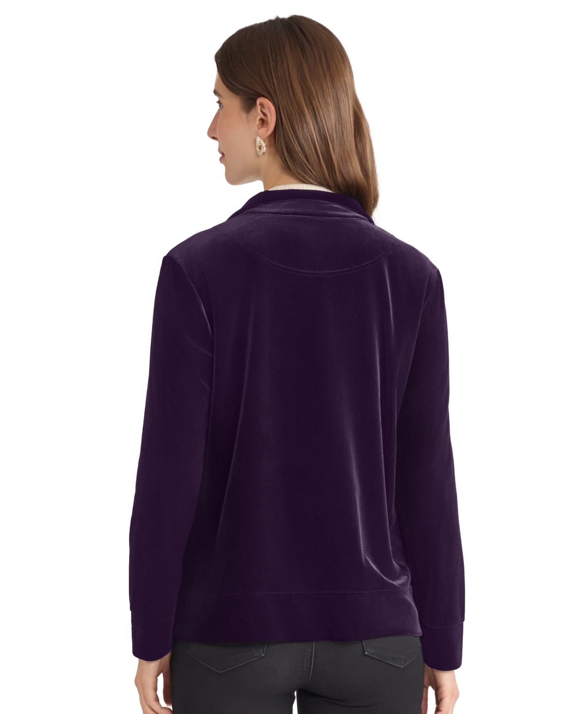 Jones New York Velour Jacket In Purple