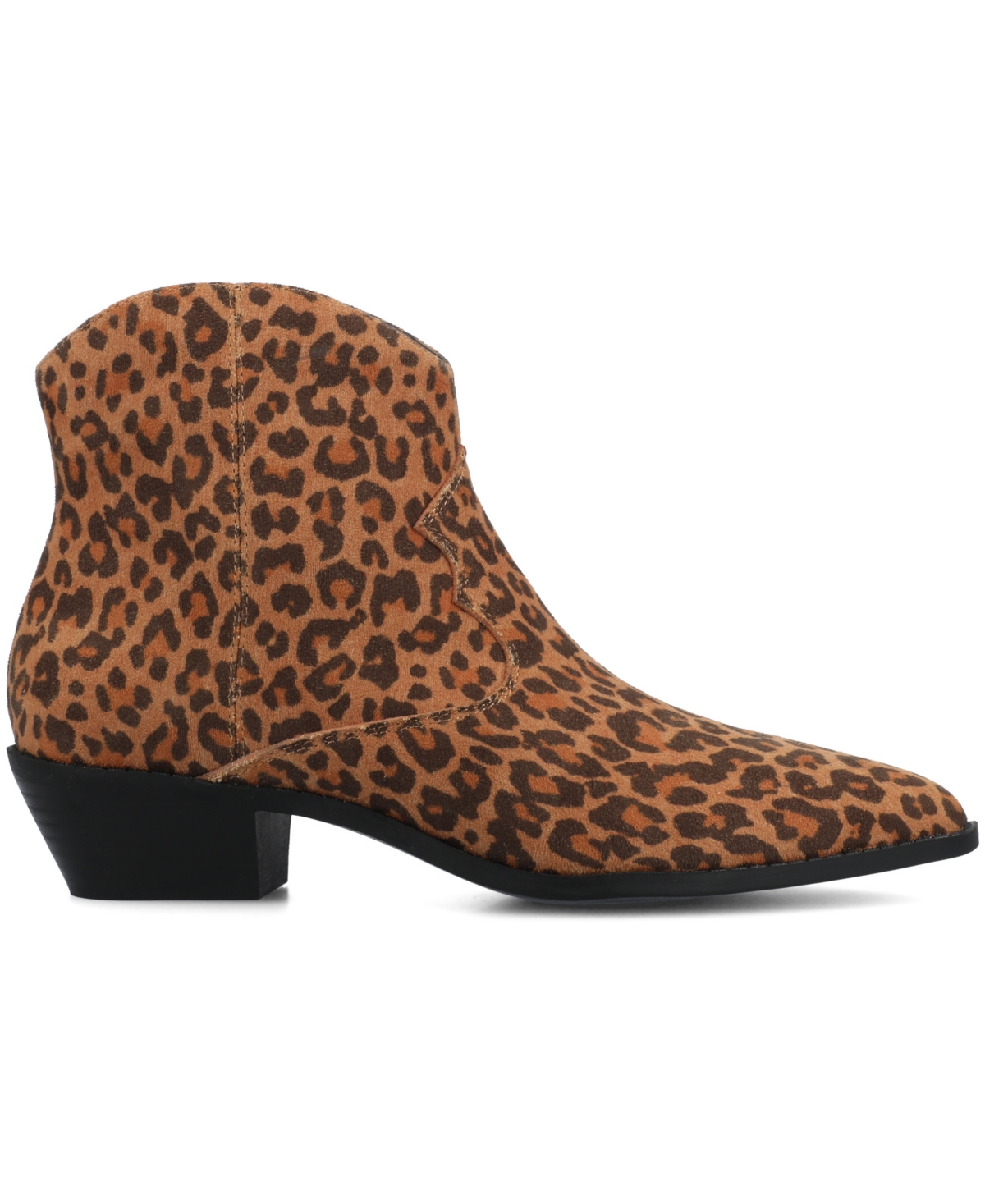 Journee Collection Women's Taliah Cuban Heel Comfort Ankle Booties In Animal Print