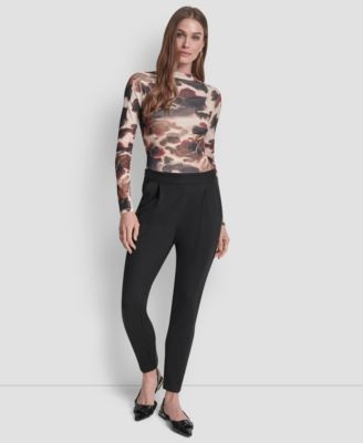 Women's Pleated Ponte Ankle Pants