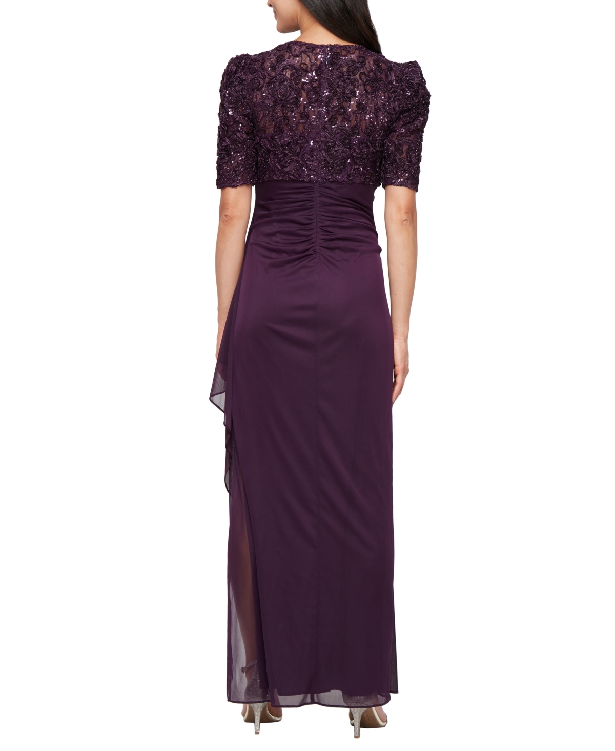 Alex Evenings Petite Empire Waist Dress In Purple