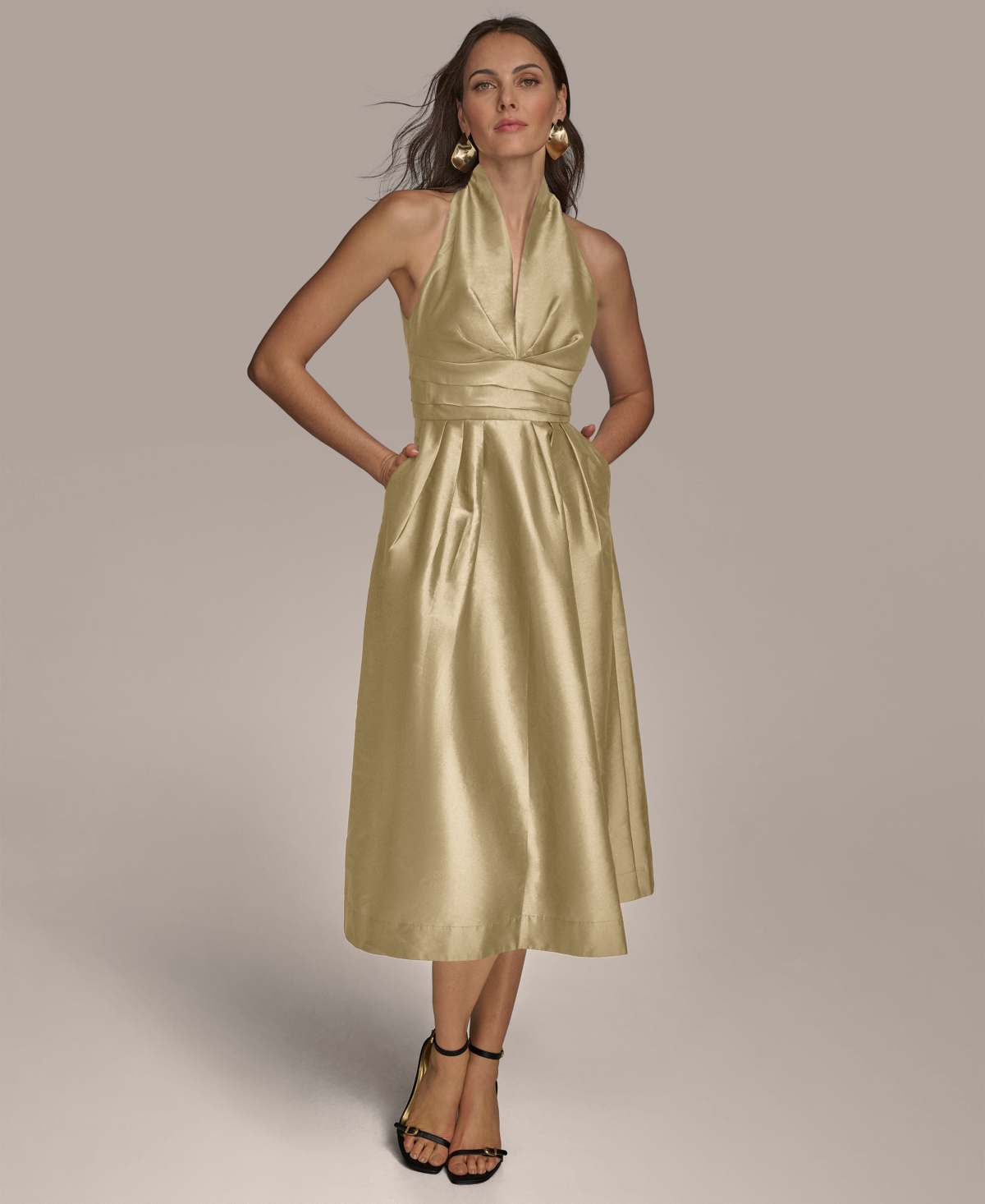 Donna Karan Women's A-line Halter Dress In Gold