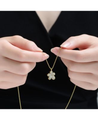 14K Gold Plated with Clear Cubic Zirconia Star Shaped Pendant Necklace