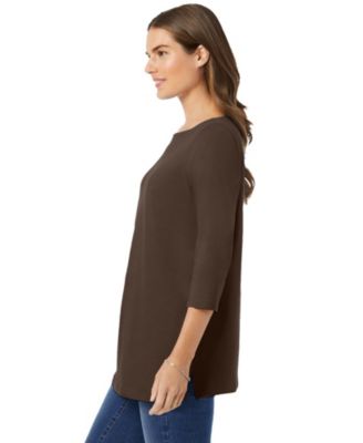 Plus Size Perfect Three-Quarter Sleeve Boatneck Tee