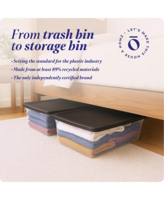 41 Quart Stackable Plastic Storage Containers with Snap-Close Lid, (2 Pack