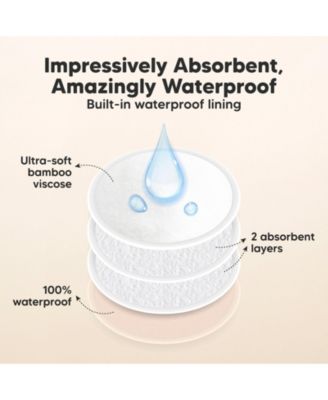 14pk Organic Nursing Pads, Washable Breast Pads + Wash Bag, Reusable Nipple Pads