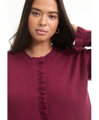 Women's June + Vie Ruffle Hem Buttoned Sweater