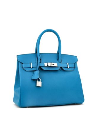 Pre-Owned HERMES Birkin 30 Handbag Blue Epsom with Palladium Hardware