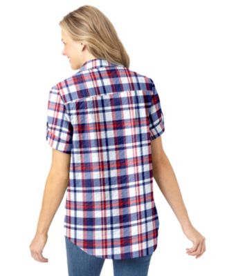 Women's Within Short-Sleeve Button Down Seersucker Shirt