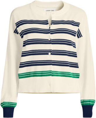 Women's Cropped Fine Gauge Crew Neck Cardigan Sweater