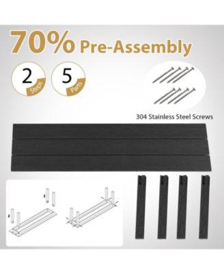 55'' HDPE Outdoor Bench for 2-3 People Weatherproof Backless Patio Garden Bench