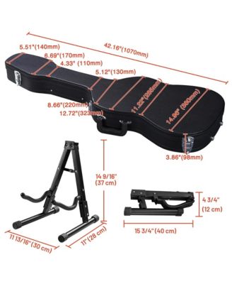 Electric Guitar Case for Stratocaster Style w/ Folding Guitar Floor Stand
