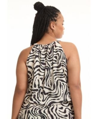 Women's June + Vie Patterned Cropped Halter Top