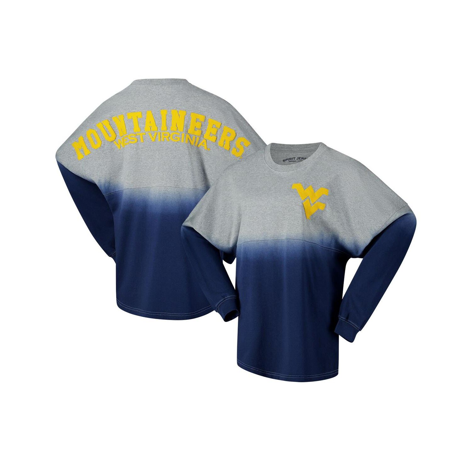 Men's and Women's Navy/Gray West Virginia Mountaineers Ombre Long Sleeve T-Shirt