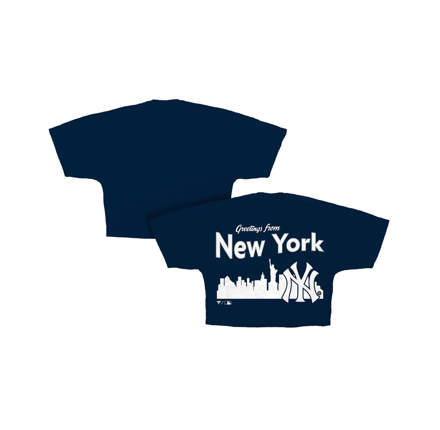 Women's Navy New York Yankees Skyline Crop T-Shirt