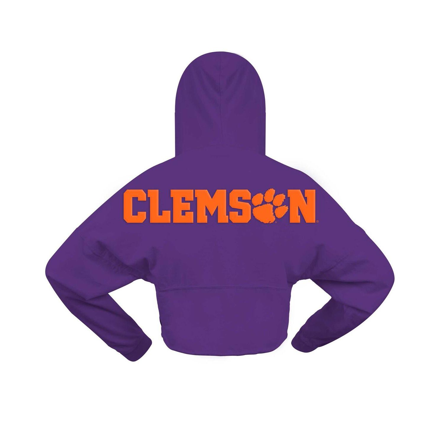 Women's Purple Clemson Tigers Oversized Cropped Pullover Hoodie