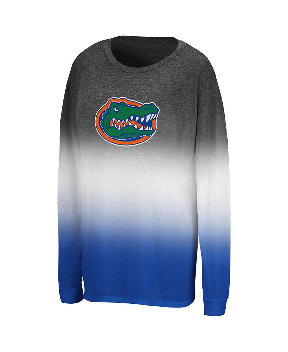 Colosseum Women's Heather Black Florida Gators Winkle Dip Dye Long Sleeve T-shirt In Black