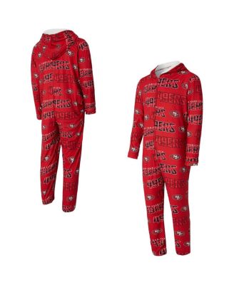 Concepts Sport - Men's Scarlet San Francisco 49ers Shuffle All-Over-Print Microfleece Full-Zip Union Suit