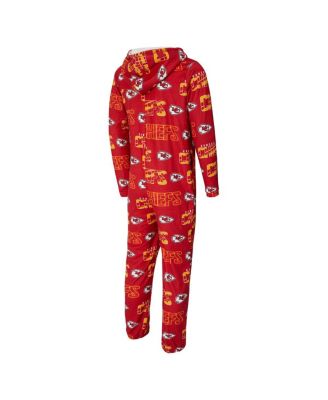Concept Sport Men's Red Kansas City Chiefs Shuffle All-Over-Print Microfleece Full-Zip Union Suit