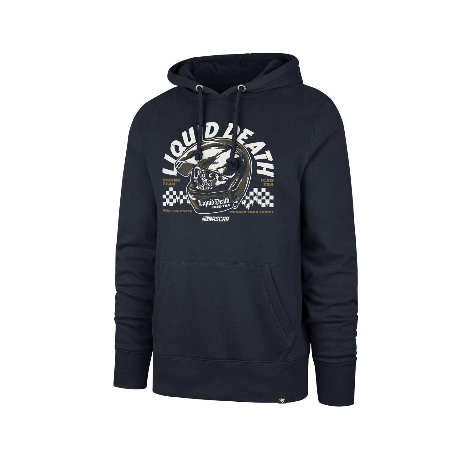 Men's Navy NASCAR Liquid Death Imprint Headline Pullover Hoodie