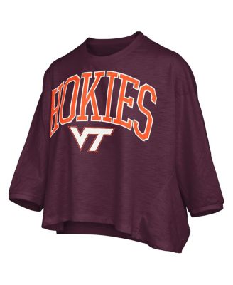 Women's Maroon Virginia Tech Hokies Midi Arch Over Logo Oversized T-Shirt
