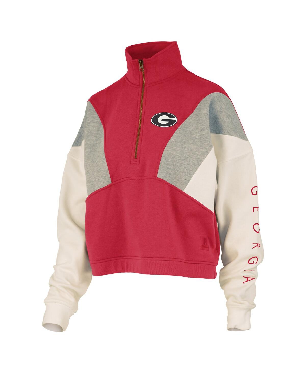 Pressbox Women's Red Georgia Bulldogs Ferrara Color Block Quarter-zip Sweatshirt In Red