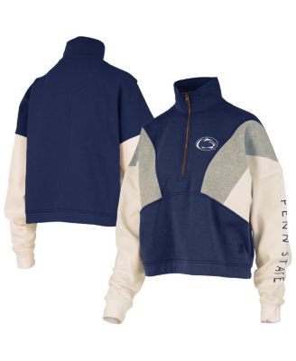 Pressbox - Women's Navy Penn State Nittany Lions Ferrara Color Block Quarter-Zip Sweatshirt