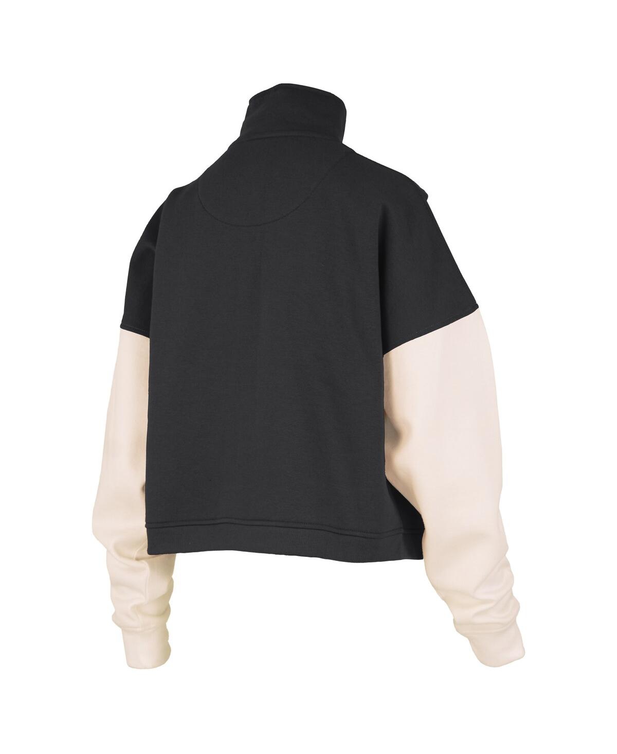 Pressbox Women's Black Army Black Knights Ferrara Color Block Quarter-zip Sweatshirt In Black