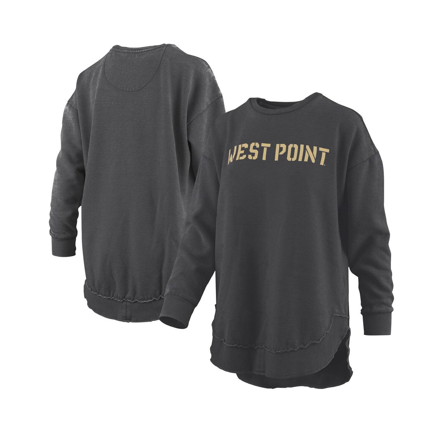 Women's Black Army Black Knights M&eacute;lange Poncho Vintage Fleece Long Sleeve Pullover Sweatshirt
