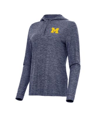 Women's Heather Navy Michigan Wolverines Daybreak Quarter-Zip Hoodie