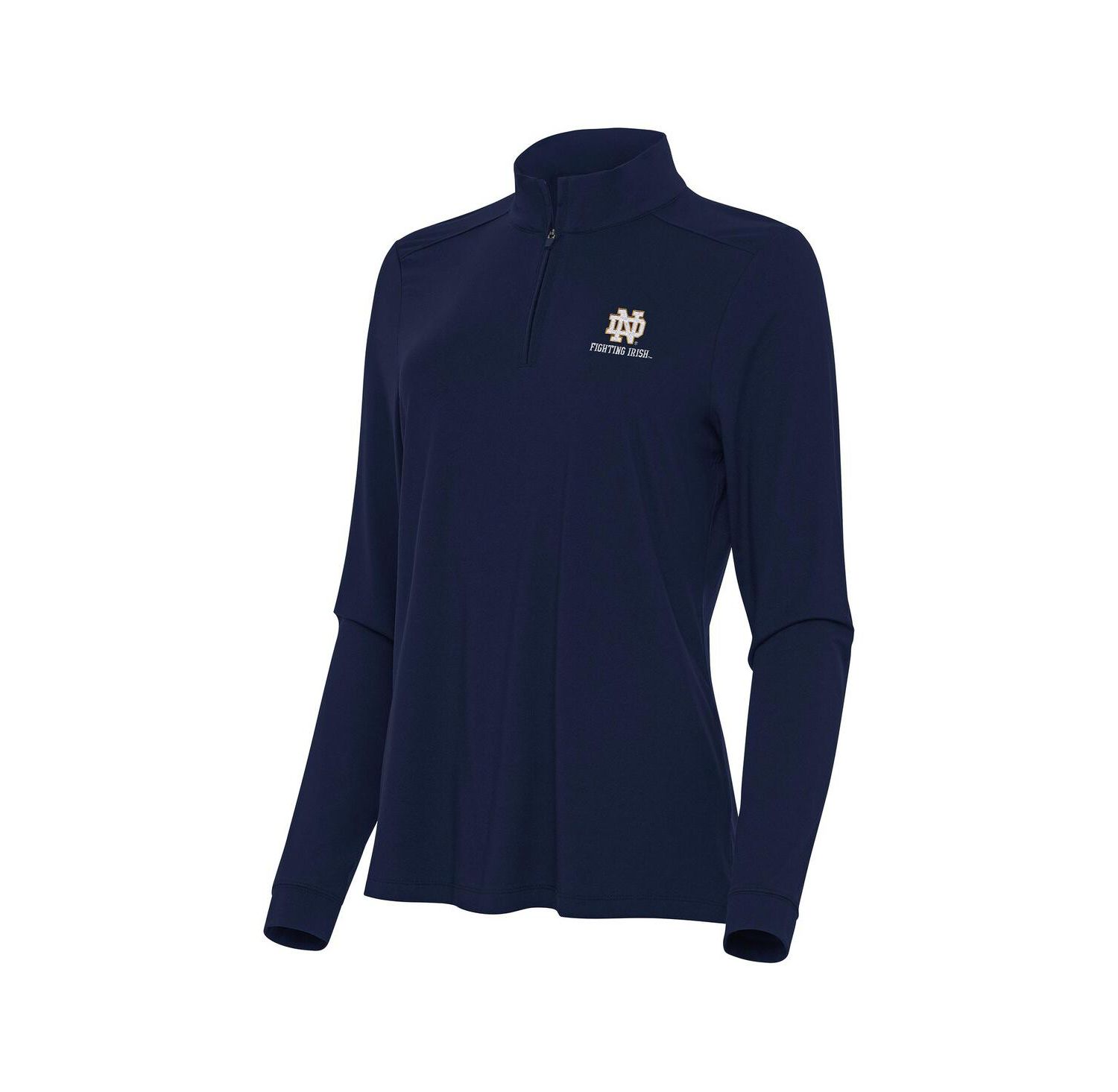 Women's Navy Notre Dame Fighting Irish Logo Wordmark Intent Quarter-Zip Sweatshirt