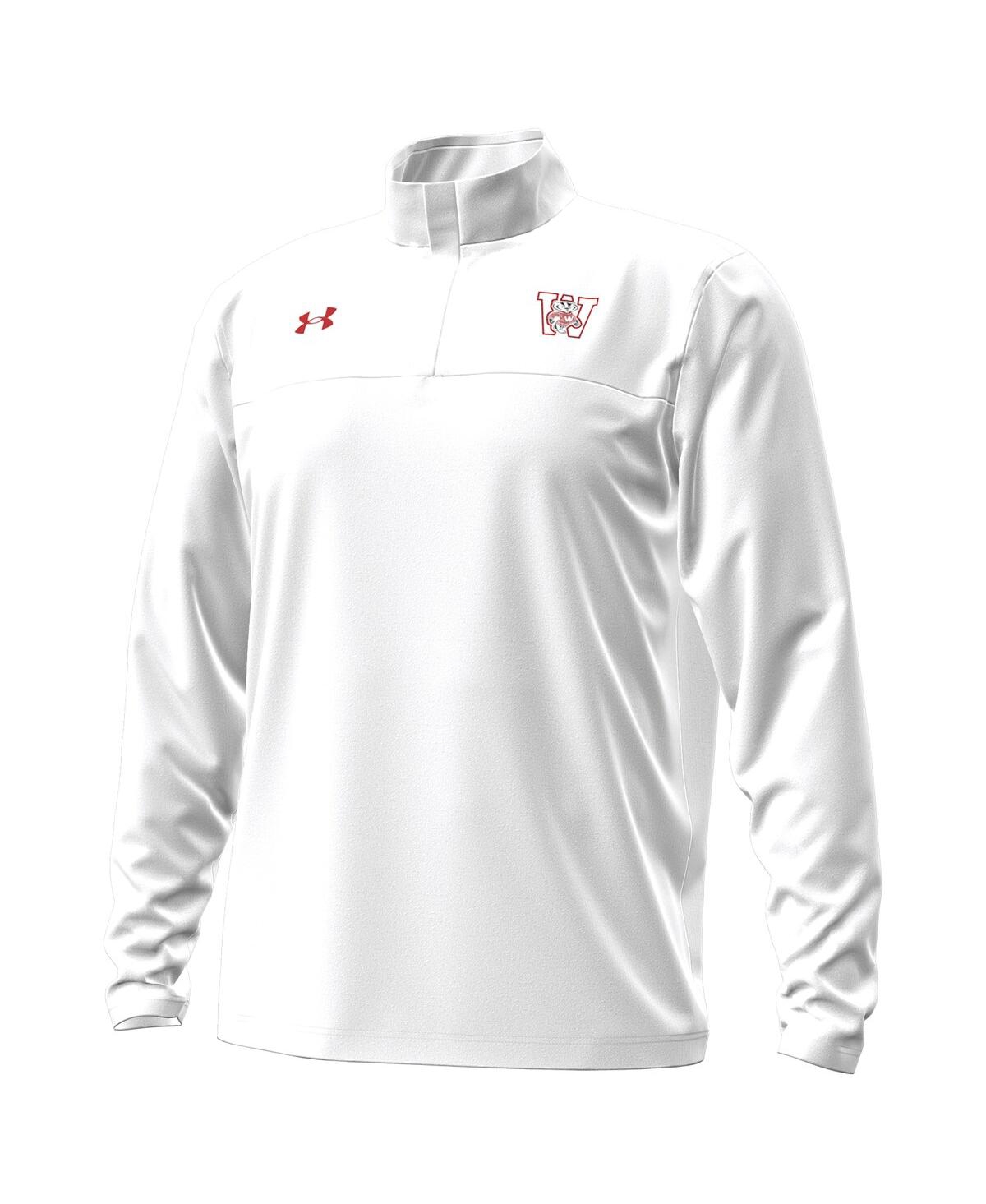 Under Armour Men's White Wisconsin Badgers 1980 Throwback Game Quarter-zip Sweatshirt In White
