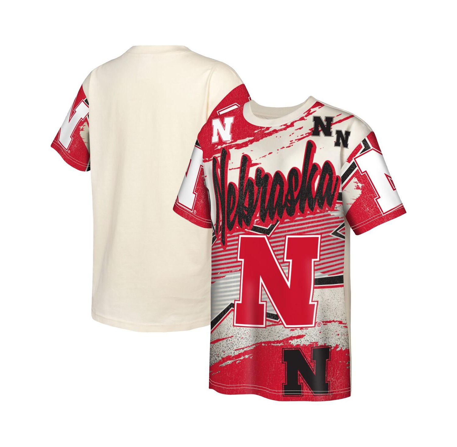 Big Boys and Girls Cream Nebraska Huskers Make Noise T-Shirt