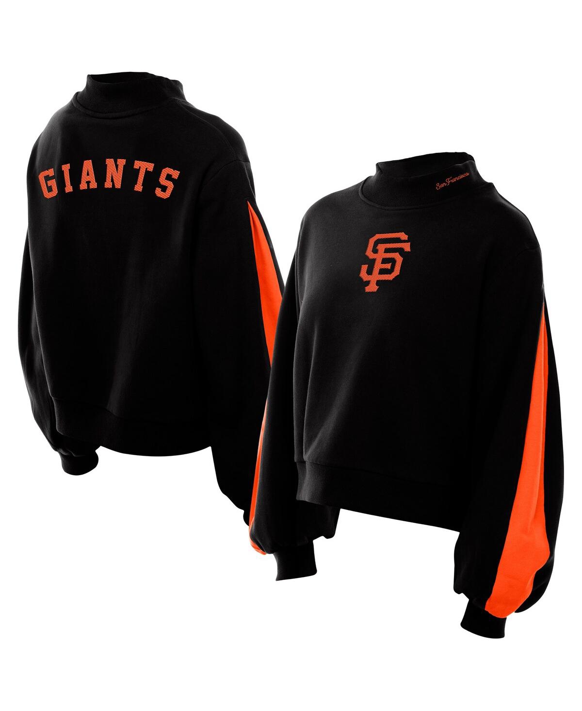 New Era Men's Black San Francisco Giants Mock Neck Balloon Sleeve Sweatshirt