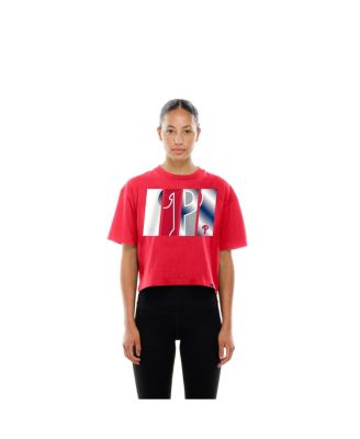Women's Red Philadelphia Phillies Boxy Foil Logo T-Shirt