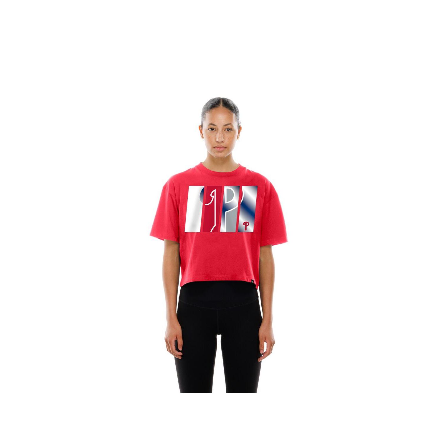 Women's Red Philadelphia Phillies Boxy Foil Logo T-Shirt
