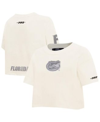 Pro Standard - Women's Cream Florida Gators Reverse French Terry Boxy Cropped T-Shirt