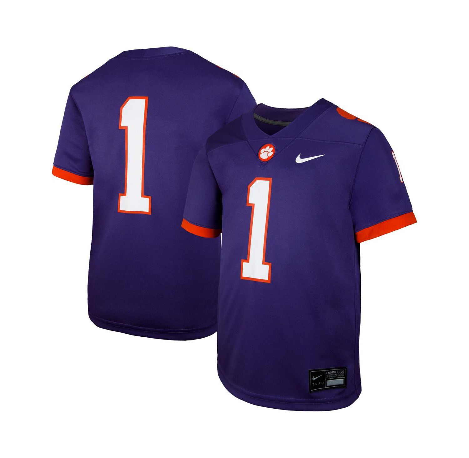 Big Boys and Girls 1 Purple Clemson Tigers Untouchable Replica Game Jersey
