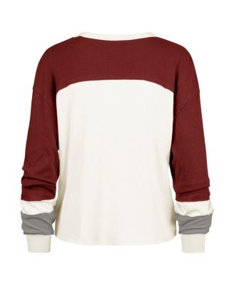 Women's Cream Alabama Crimson Tide Double Header Curve Raglan Long Sleeve T-Shirt