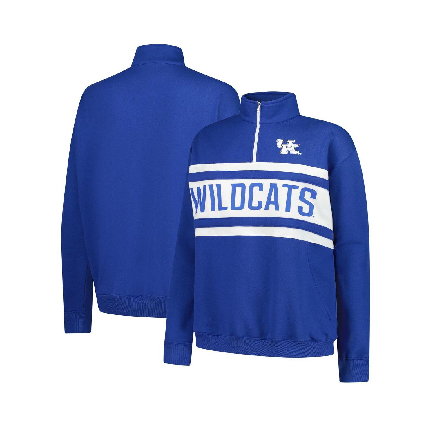 Women's Royal/White Kentucky Wildcats Plus Size Quarter-Zip Pullover