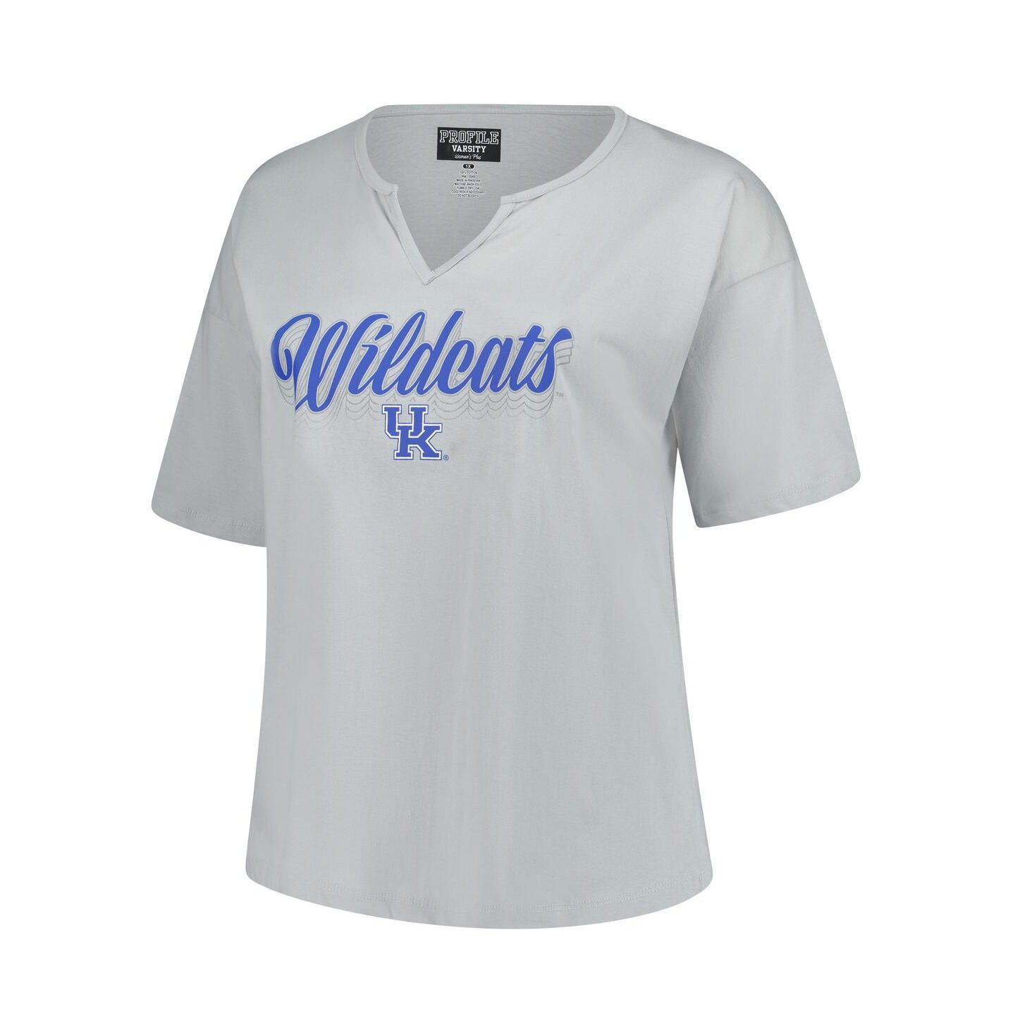 Женская футболка Fanatics Gray Kentucky Wildcats Plus Size Winning Gear Notch Neck — фото 3