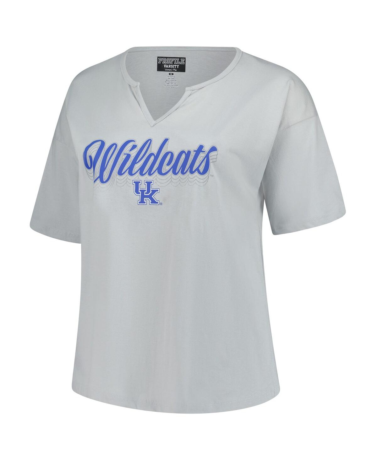 Fanatics Women's Gray Kentucky Wildcats Plus Size Winning Gear Notch Neck T-shirt In Multi