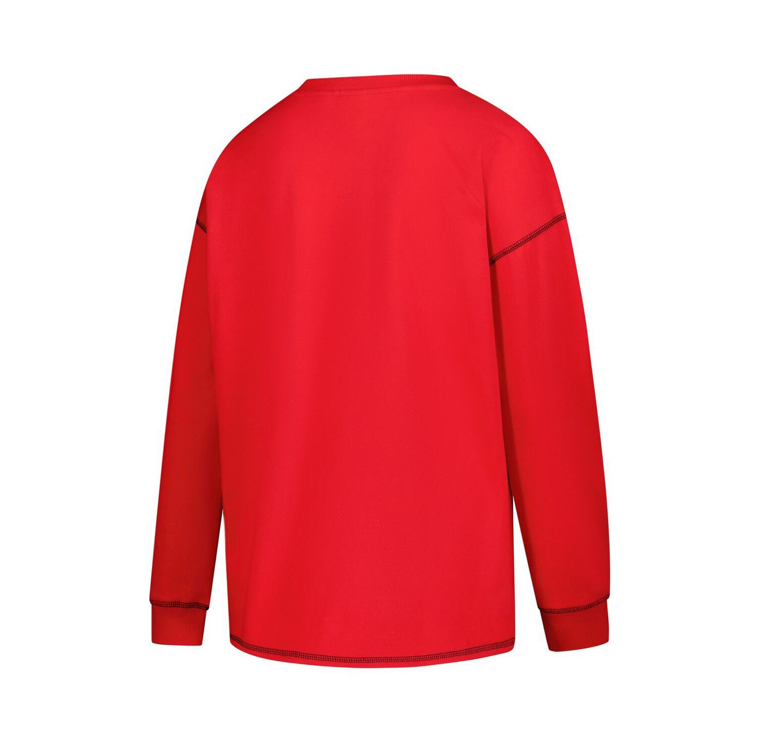 Women's Red Wisconsin Badgers Plus Size Contrast Stitch Sweatshirt