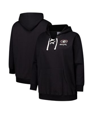 Fanatics - Women's Black Georgia Bulldogs Plus Size Scrip Lace-Up V-Neck Hoodie
